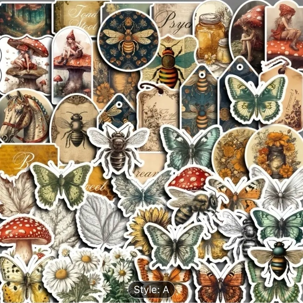 5 pack of Vintage Animal and Nature Style stickers, Help me get to 15 Sa…​​